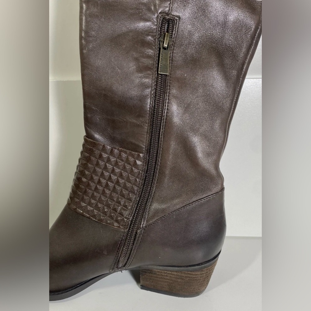Vince Camuto Leather Knee High Boots 7.5 Brown Riding Buckle Fall Riding Style - Picture 6 of 11